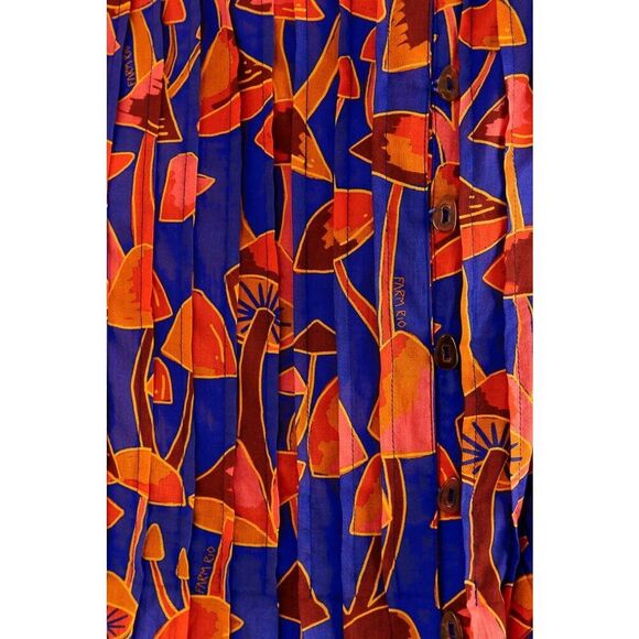 Farm Rio Bright Blue Mushroom Sketch Blouse Buttons Small S NEW - Picture 5 of 6